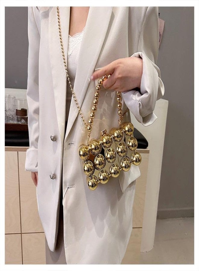 Simcat Women Gold Clutch Purses Beaded Evening Handbag for Wedding Cocktail Party Banquet Daily (Gold) - Image 4